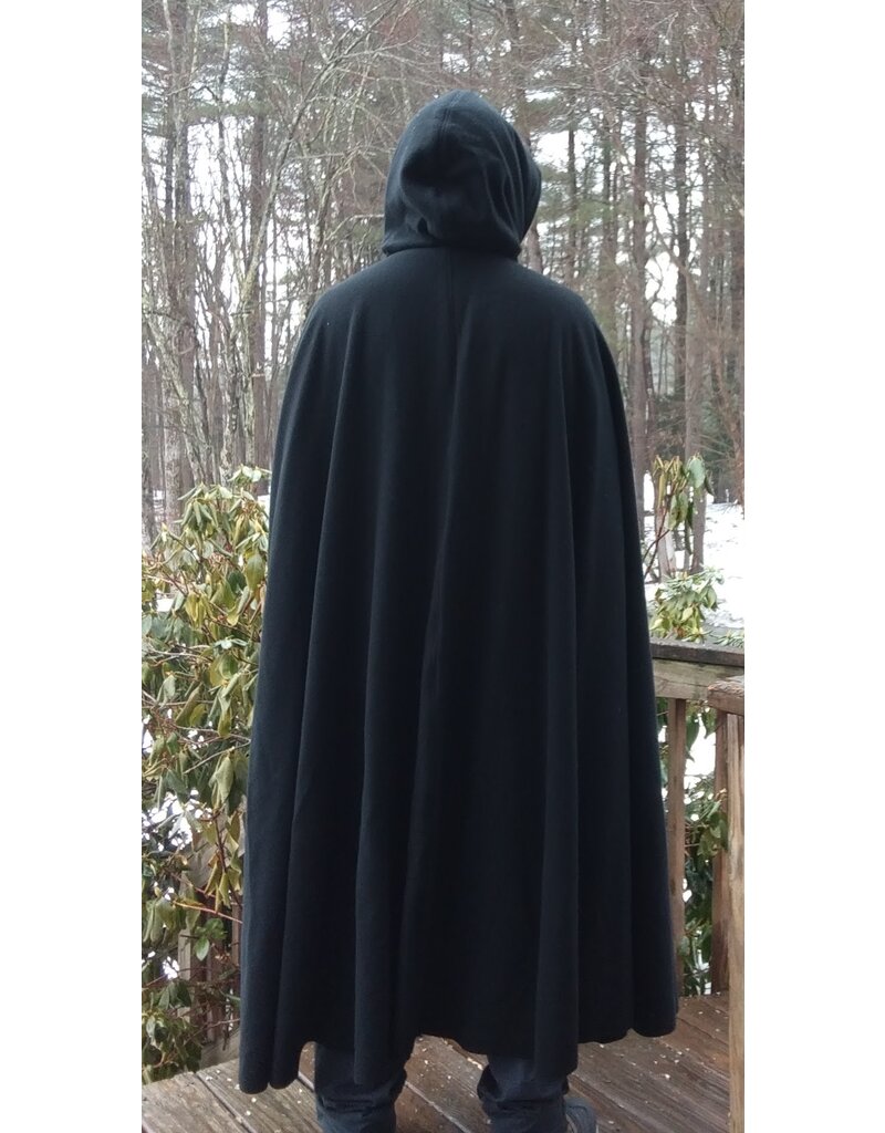 Cloakmakers.com 5617-Washable All Wool Black Cloak w/ Gray Moleskin Hood Lining