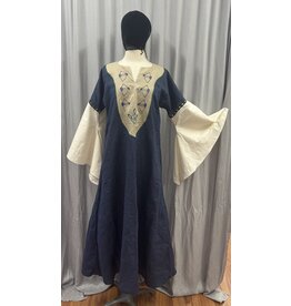 Cloakmakers.com G1193 - Navy Blue Linen Gown W/ Archery Embroidery
