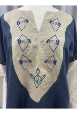 Cloakmakers.com G1193 - Navy Blue Linen Gown W/ Archery Embroidery