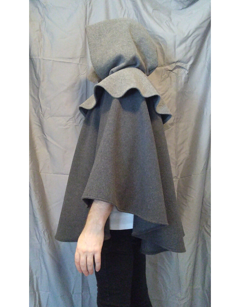 Cloakmakers.com 5541-Short Grey Wool Blend Cloak w/ Light Grey Mantel and Pockets