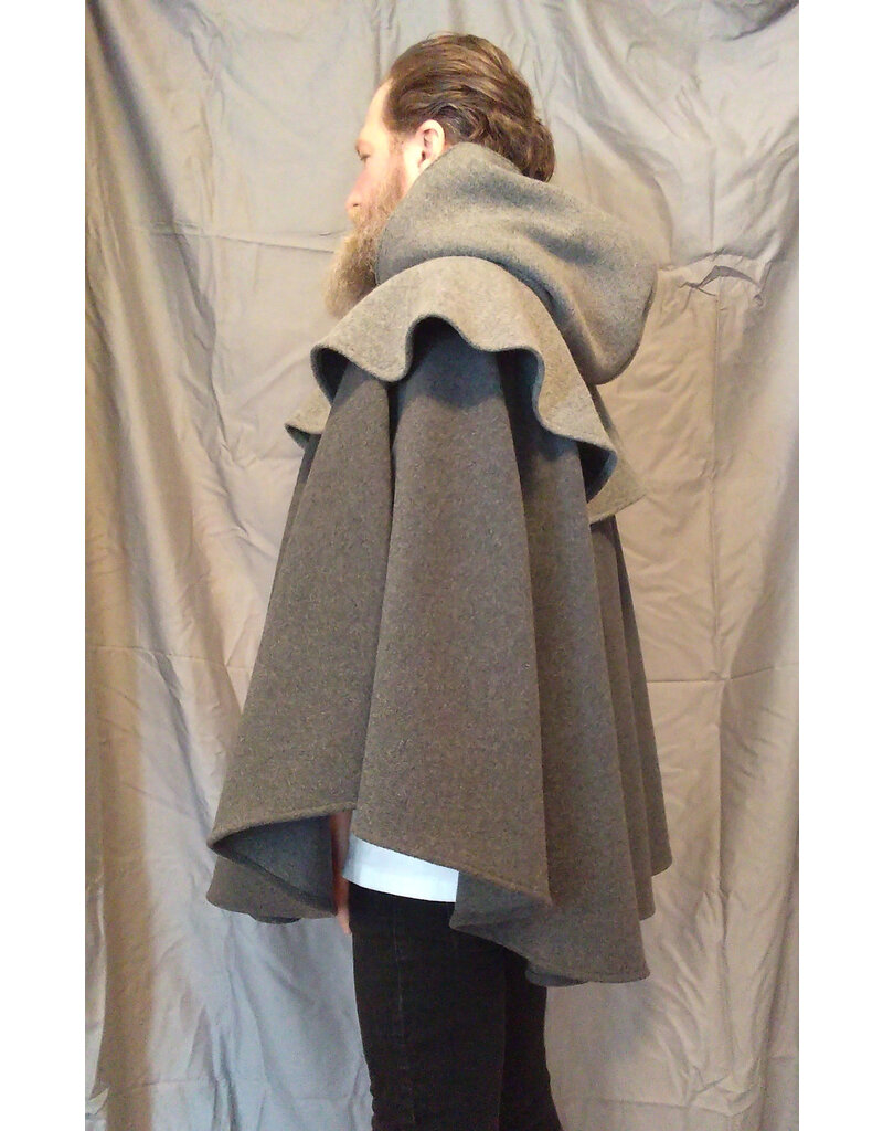 Cloakmakers.com 5541-Short Grey Wool Blend Cloak w/ Light Grey Mantel and Pockets