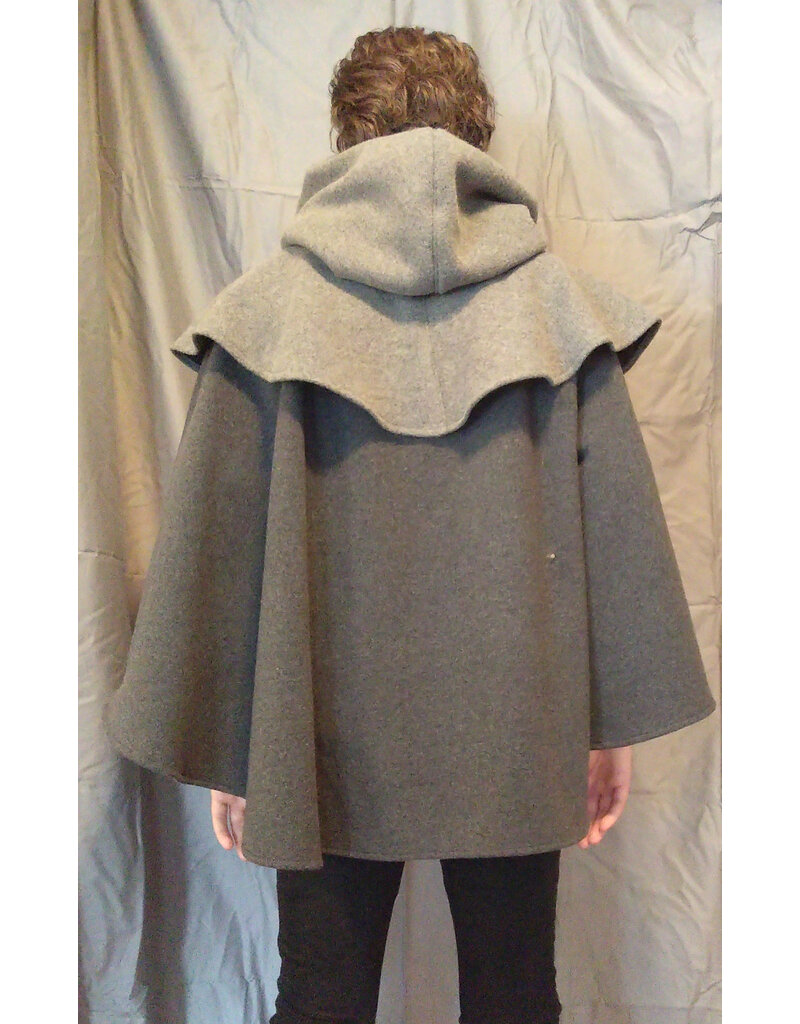 Cloakmakers.com 5541-Short Grey Wool Blend Cloak w/ Light Grey Mantel and Pockets