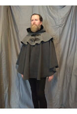 Cloakmakers.com 5541-Short Grey Wool Blend Cloak w/ Light Grey Mantel and Pockets