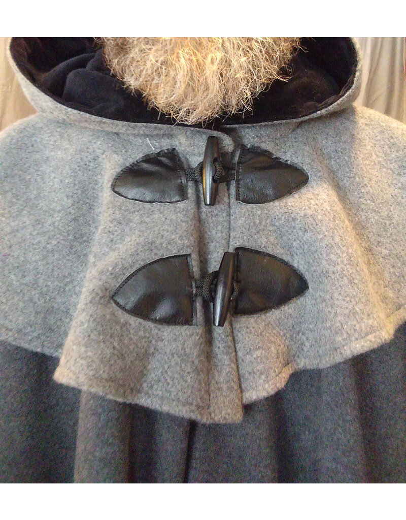 Cloakmakers.com 5541-Short Grey Wool Blend Cloak w/ Light Grey Mantel and Pockets
