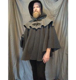 Cloakmakers.com 5541-Short Grey Wool Blend Cloak w/ Light Grey Mantel and Pockets