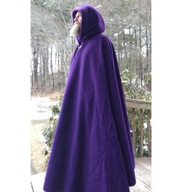 Cloakmakers.com 5618-Purple All Wool Cloak w/ Black Velour Hood Lining & Triple Medallion Clasp
