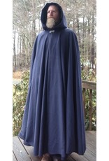 Cloakmakers.com 5622-Dusty Royal Blue Wool Blend Cloak w/ Black Velvet Hood Lining