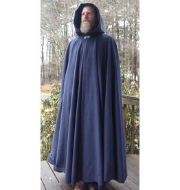 Cloakmakers.com 5622-Dusty Royal Blue Wool Blend Cloak w/ Black Velvet Hood Lining