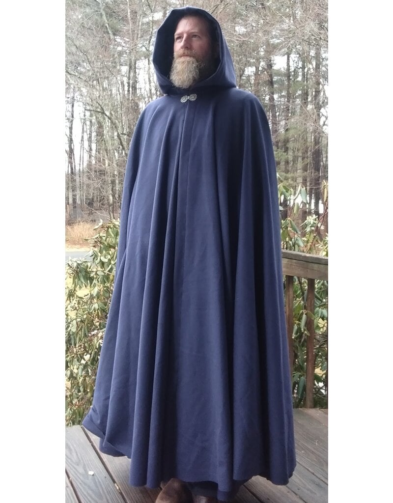 Cloakmakers.com 5622-Dusty Royal Blue Wool Blend Cloak w/ Black Velvet Hood Lining