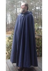 Cloakmakers.com 5622-Dusty Royal Blue Wool Blend Cloak w/ Black Velvet Hood Lining