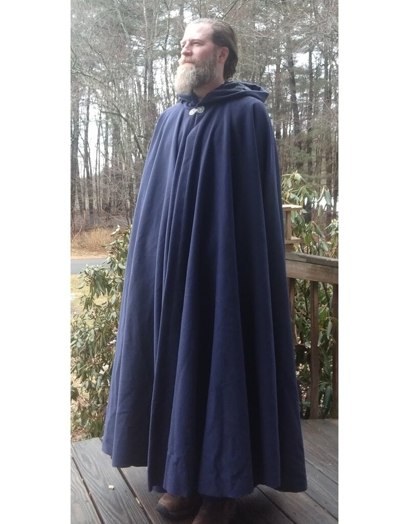 Cloakmakers.com 5622-Dusty Royal Blue Wool Blend Cloak w/ Black Velvet Hood Lining
