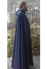 Cloakmakers.com 5622-Dusty Royal Blue Wool Blend Cloak w/ Black Velvet Hood Lining