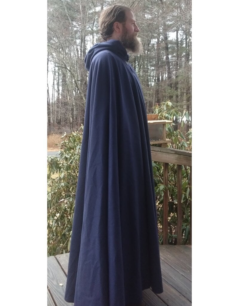 Cloakmakers.com 5622-Dusty Royal Blue Wool Blend Cloak w/ Black Velvet Hood Lining