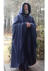 Cloakmakers.com 5622-Dusty Royal Blue Wool Blend Cloak w/ Black Velvet Hood Lining
