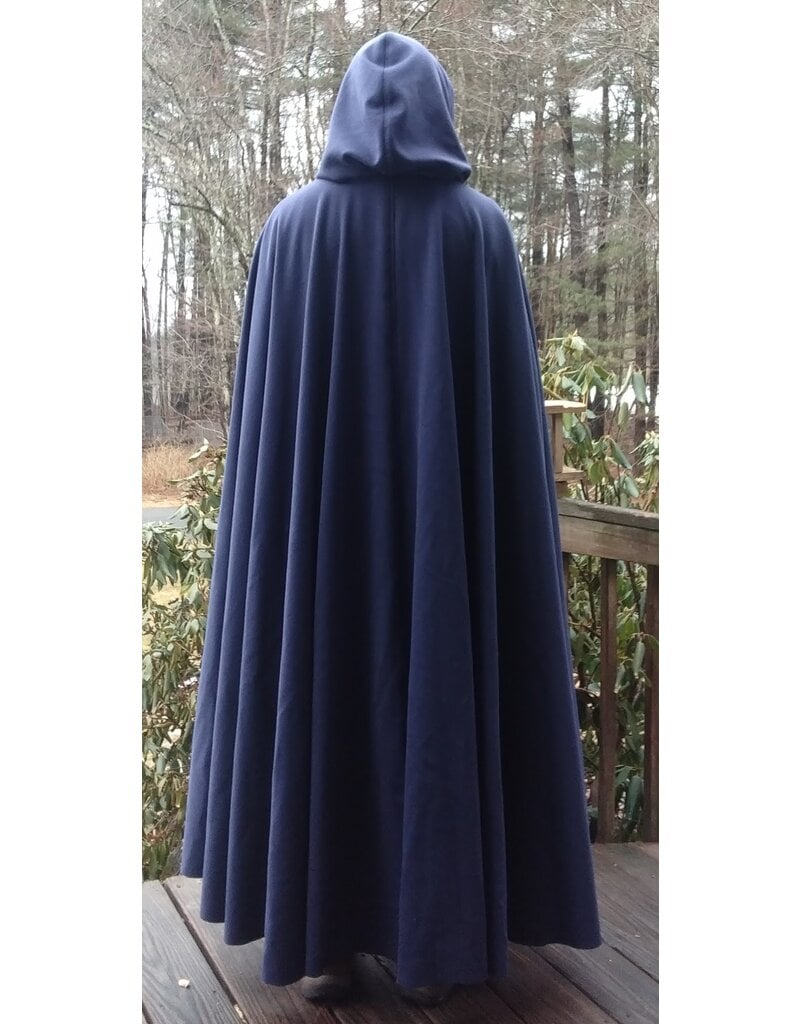 Cloakmakers.com 5622-Dusty Royal Blue Wool Blend Cloak w/ Black Velvet Hood Lining