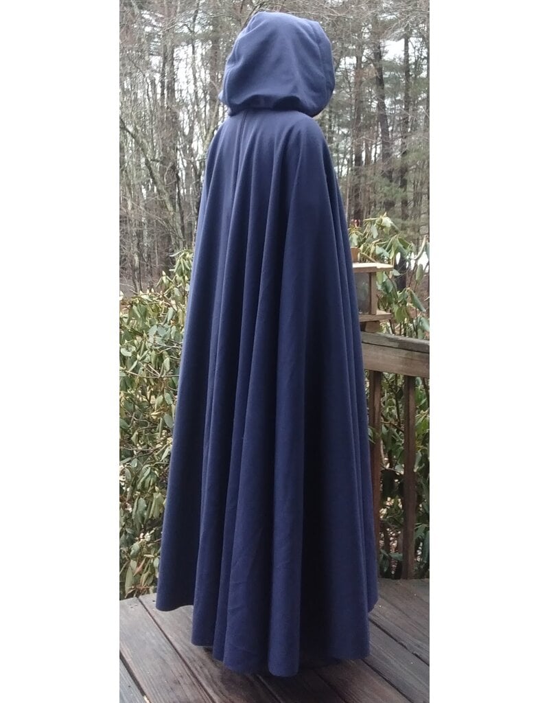 Cloakmakers.com 5622-Dusty Royal Blue Wool Blend Cloak w/ Black Velvet Hood Lining