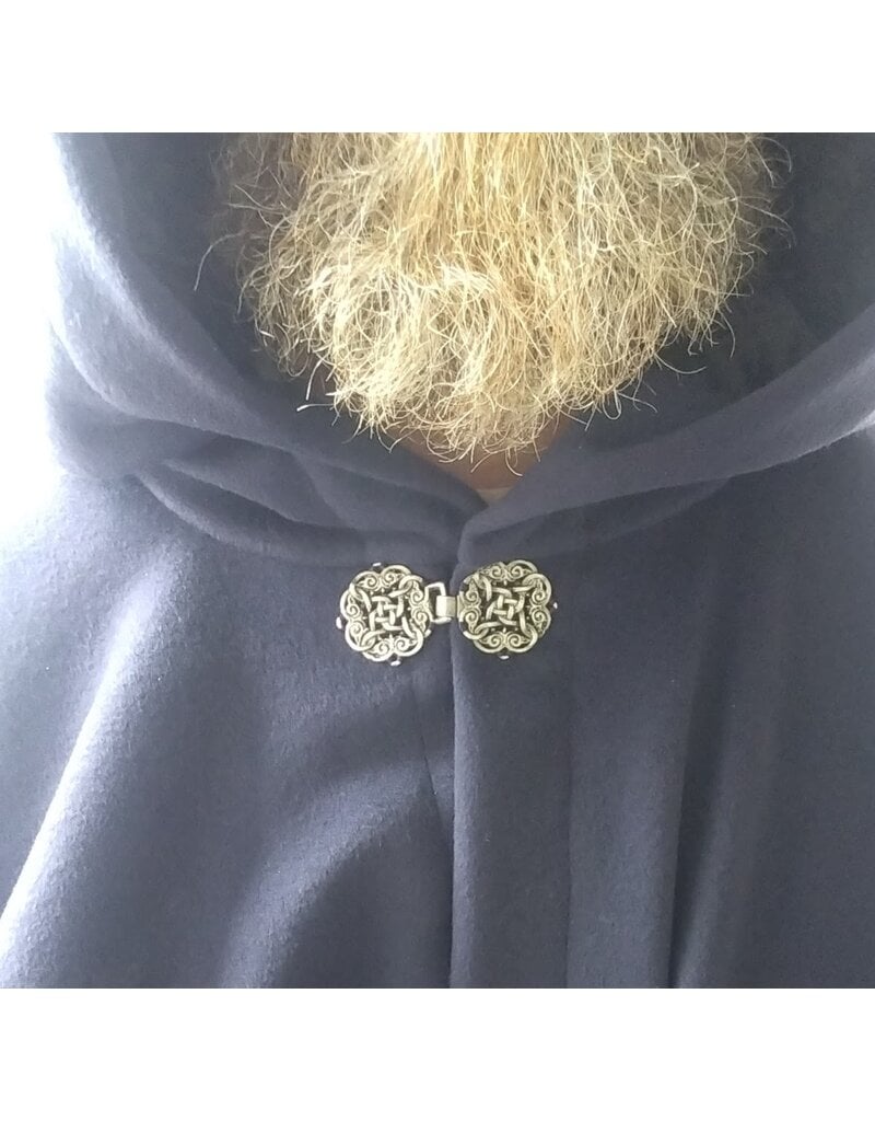Cloakmakers.com 5622-Dusty Royal Blue Wool Blend Cloak w/ Black Velvet Hood Lining