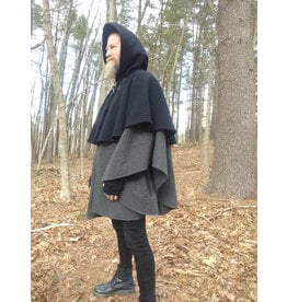 Cloakmakers.com 5481 - Washable Mantle Ruana Cloak w/ Grey Velvet Hood Lining