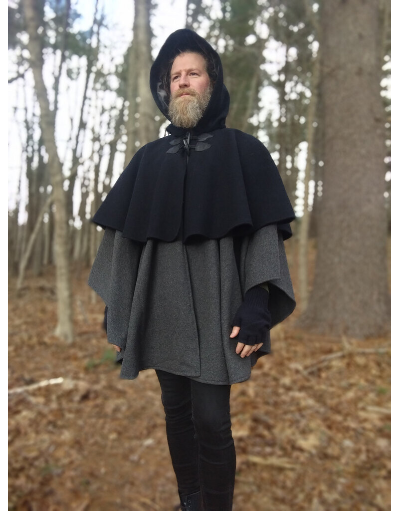 Cloakmakers.com 5481 - Washable Mantle Ruana Cloak w/ Grey Velvet Hood Lining