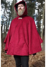 Cloakmakers.com 5623-Crimson Red 100% Wool Cloak w/ Black Velvet Hood Lining & Black Moleskin Pockets