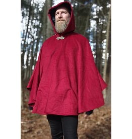 Cloakmakers.com 5623-Crimson Red 100% Wool Cloak w/ Black Velvet Hood Lining & Black Moleskin Pockets