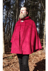 Cloakmakers.com 5623-Crimson Red 100% Wool Cloak w/ Black Velvet Hood Lining & Black Moleskin Pockets