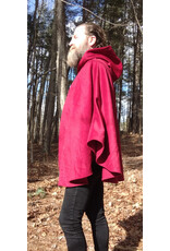 Cloakmakers.com 5623-Crimson Red 100% Wool Cloak w/ Black Velvet Hood Lining & Black Moleskin Pockets