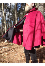 Cloakmakers.com 5623-Crimson Red 100% Wool Cloak w/ Black Velvet Hood Lining & Black Moleskin Pockets