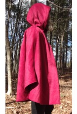 Cloakmakers.com 5623-Crimson Red 100% Wool Cloak w/ Black Velvet Hood Lining & Black Moleskin Pockets