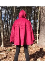 Cloakmakers.com 5623-Crimson Red 100% Wool Cloak w/ Black Velvet Hood Lining & Black Moleskin Pockets