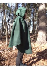Cloakmakers.com 5624-Washable Hunter Green Faux Wool Cloak w/ Square Celtic Knot Clasp