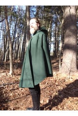 Cloakmakers.com 5624-Washable Hunter Green Faux Wool Cloak w/ Square Celtic Knot Clasp