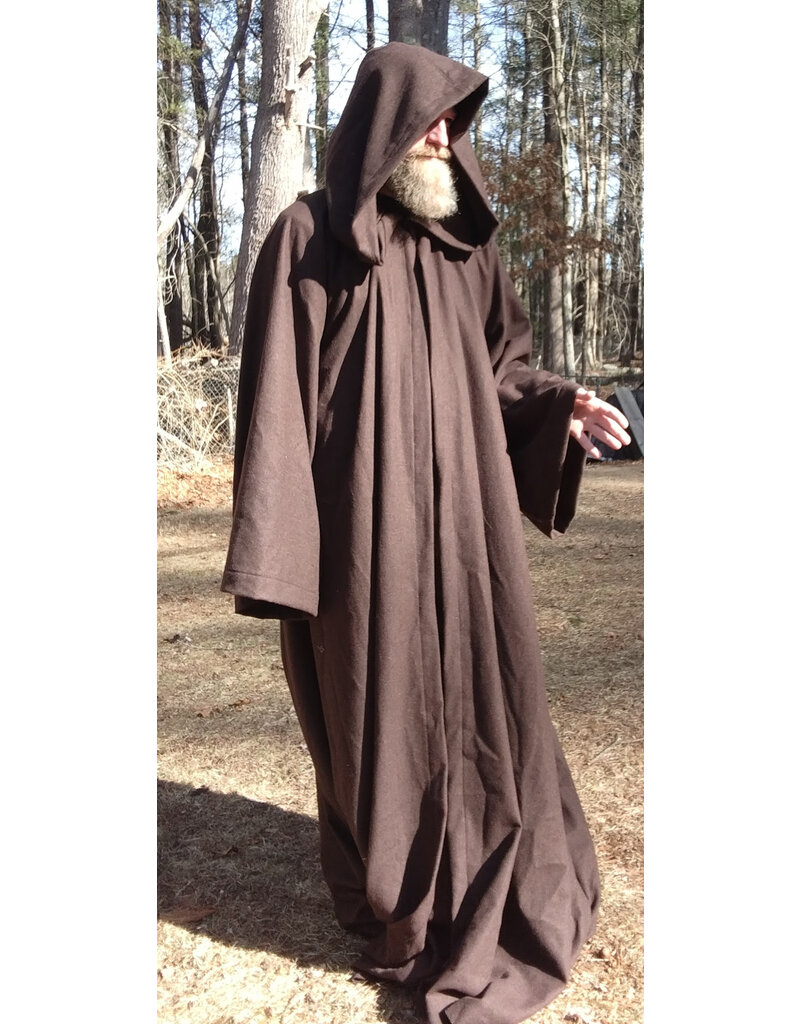 Cloakmakers.com R556-Washable Brown Wool Blend Robe of Generous Size w/ Hook & Eye Closure