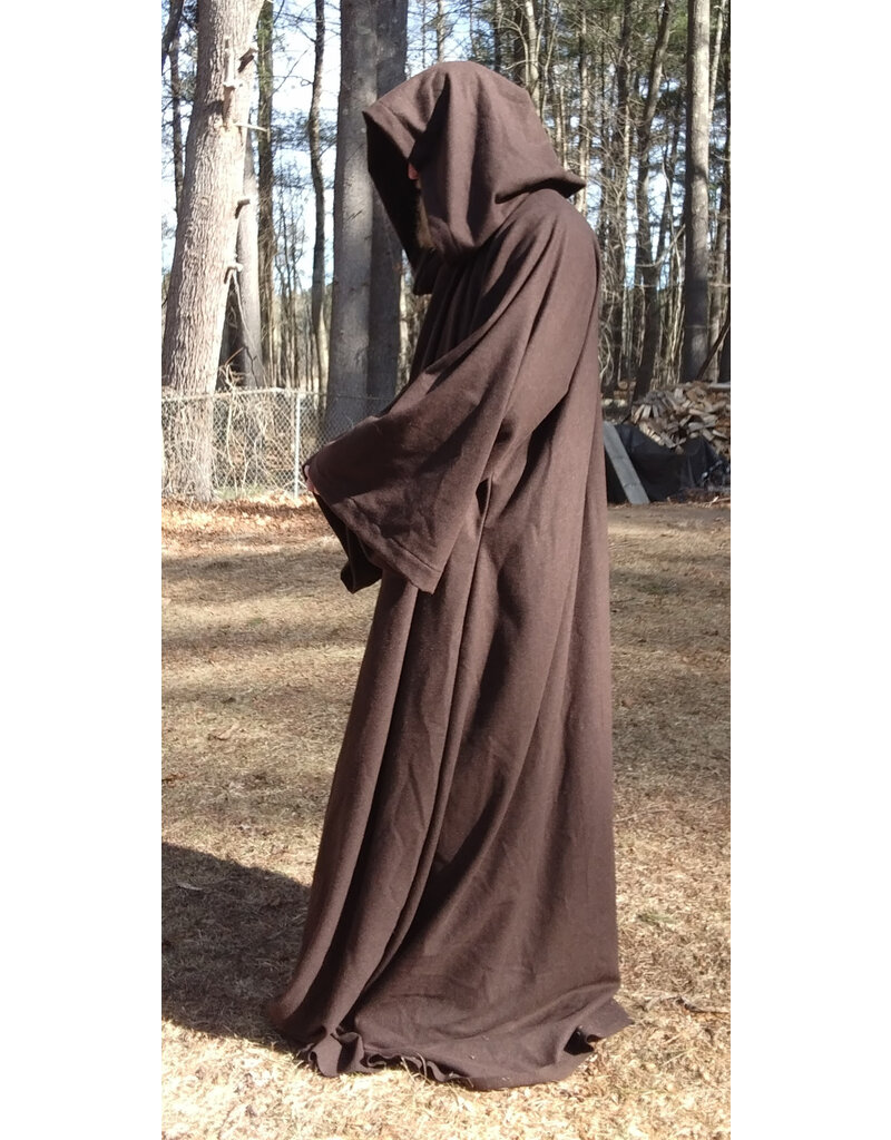 Cloakmakers.com R556-Washable Brown Wool Blend Robe of Generous Size w/ Hook & Eye Closure