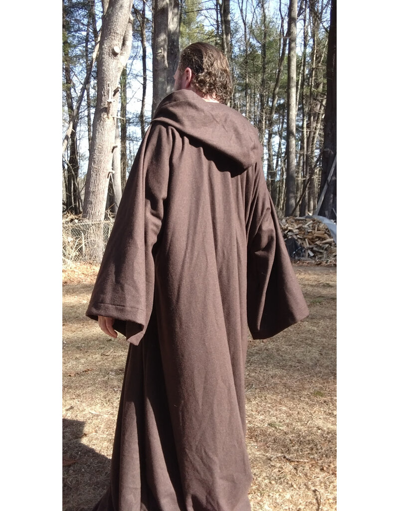 Cloakmakers.com R556-Washable Brown Wool Blend Robe of Generous Size w/ Hook & Eye Closure