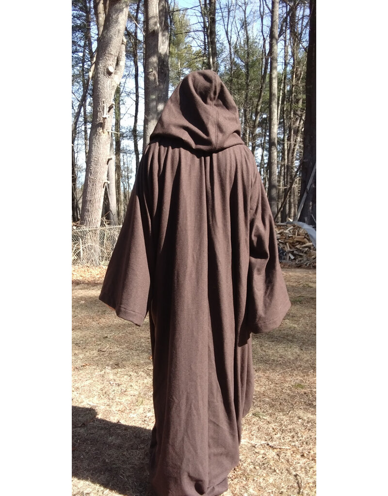 Cloakmakers.com R556-Washable Brown Wool Blend Robe of Generous Size w/ Hook & Eye Closure