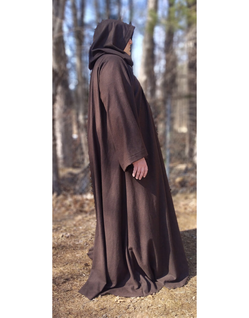 Cloakmakers.com R556-Washable Brown Wool Blend Robe of Generous Size w/ Hook & Eye Closure