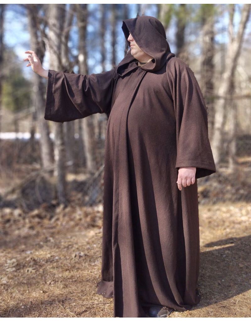 Cloakmakers.com R556-Washable Brown Wool Blend Robe of Generous Size w/ Hook & Eye Closure
