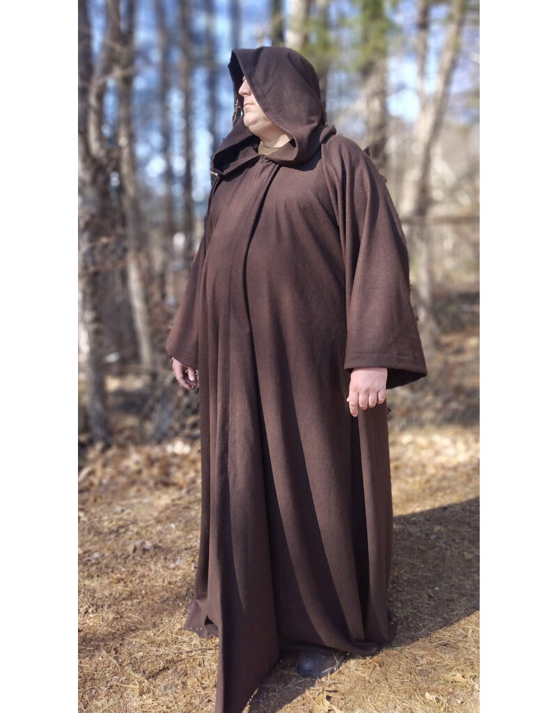 Cloakmakers.com R556-Washable Brown Wool Blend Robe of Generous Size w/ Hook & Eye Closure