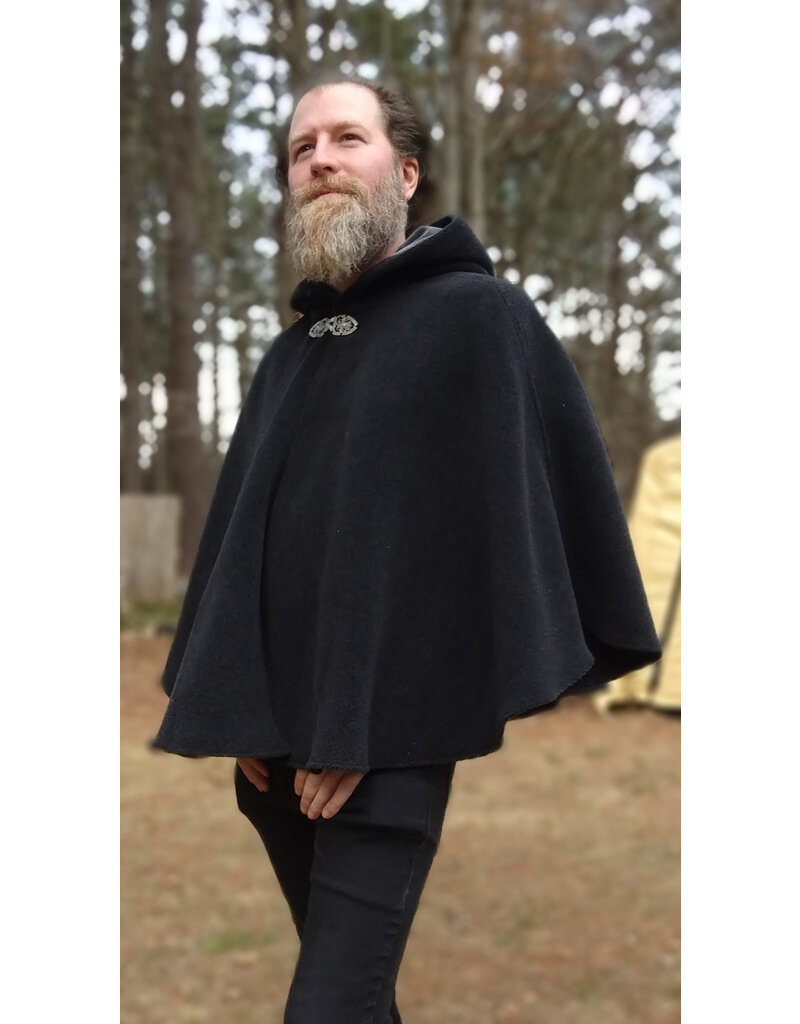 Cloakmakers.com 5626-Washable Thick Grey Herringbone Wool Cloak w/ Pockets