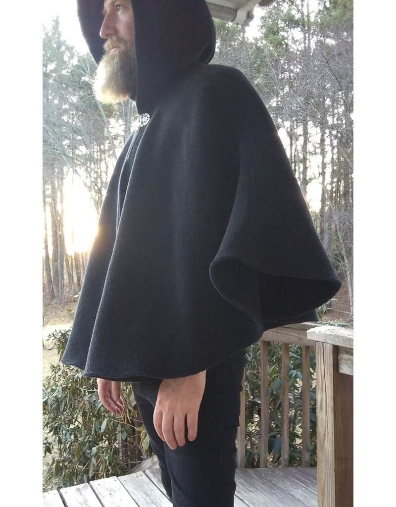 Cloakmakers.com 5626-Washable Thick Grey Herringbone Wool Cloak w/ Pockets