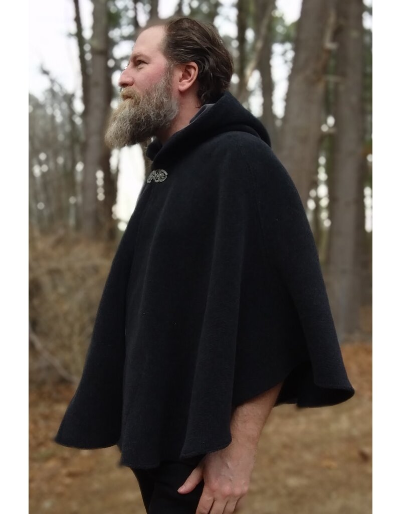 Cloakmakers.com 5626-Washable Thick Grey Herringbone Wool Cloak w/ Pockets
