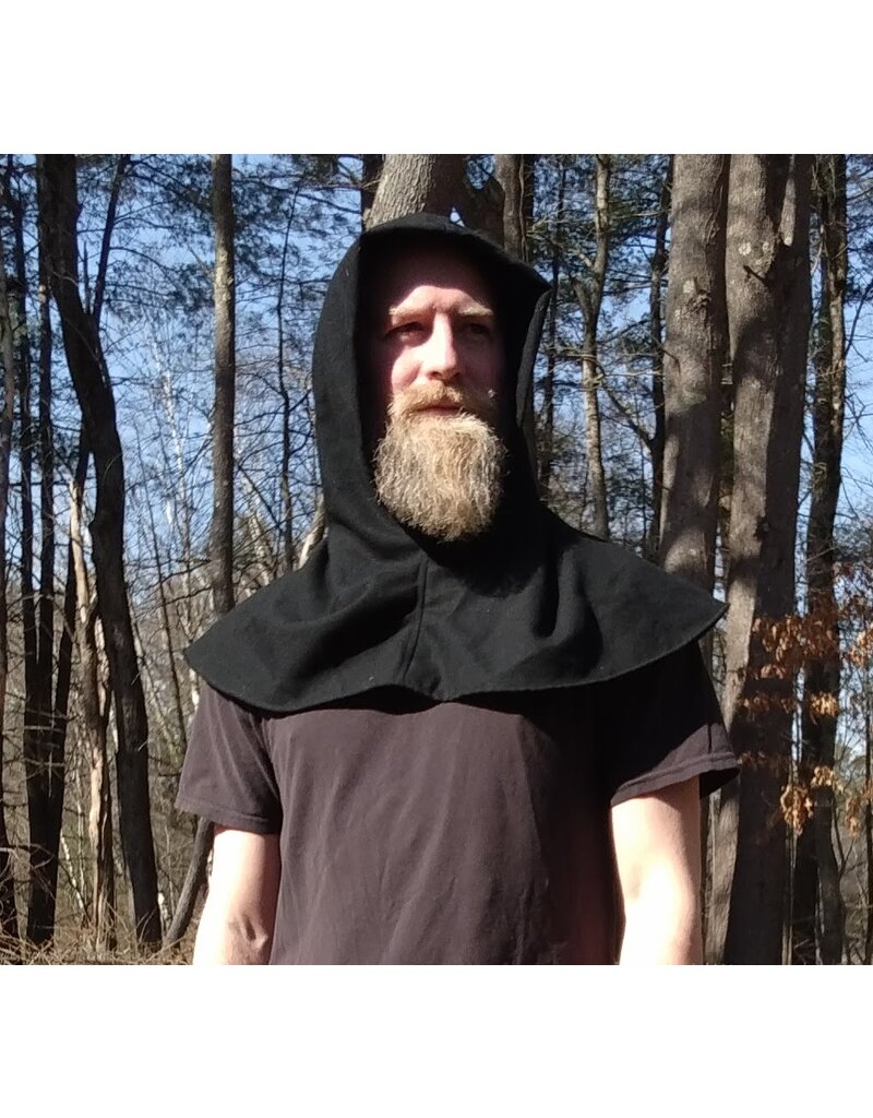 Cloakmakers.com H520-Washable Black Wool Hood of Lighter Weight Fabric