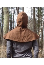 Cloakmakers.com H523-Washable Brown Hooded Cowl w/ Green Ivy Embroidery