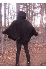 Cloakmakers.com 5635-Washable Heavy Weight Black Wool Cloak w/ Dark Blue Hood Lining & Pockets