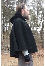Cloakmakers.com 5635-Washable Heavy Weight Black Wool Cloak w/ Dark Blue Hood Lining & Pockets