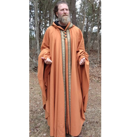 Cloakmakers.com 5636-Amber Wool Blend Cloak w/ Black Velveteen Hood Lining and Triple Loop & Button Closure