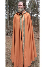 Cloakmakers.com 5636-Amber Wool Blend Cloak w/ Black Velveteen Hood Lining and Triple Loop & Button Closure