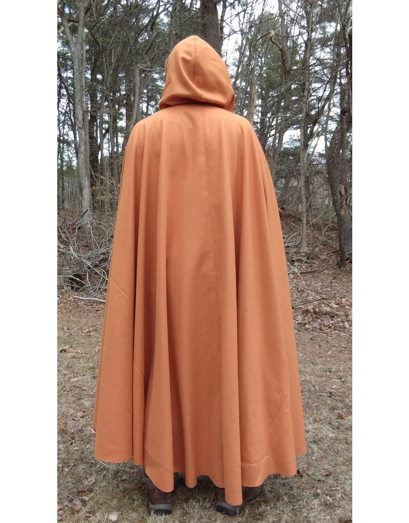 Cloakmakers.com 5636-Amber Wool Blend Cloak w/ Black Velveteen Hood Lining and Triple Loop & Button Closure