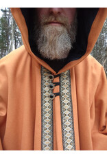 Cloakmakers.com 5636-Amber Wool Blend Cloak w/ Black Velveteen Hood Lining and Triple Loop & Button Closure